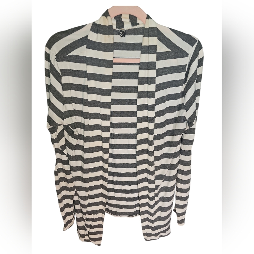 Striped Black and White Women's Duster